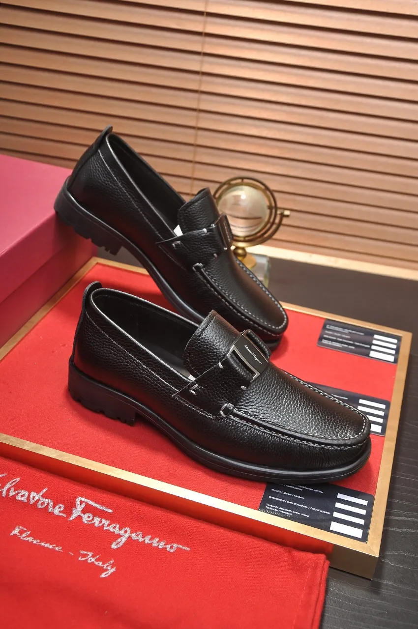 Men's shoes 💰500💶[Ferragamo/Ferragamo] The latest model in the counter. Original imported open-sided high-quality cowhide hand-woven + imported 🐂 cowhide + original luxury metal buckle + original combination outsole. Comparison without pressure 38--44🎉